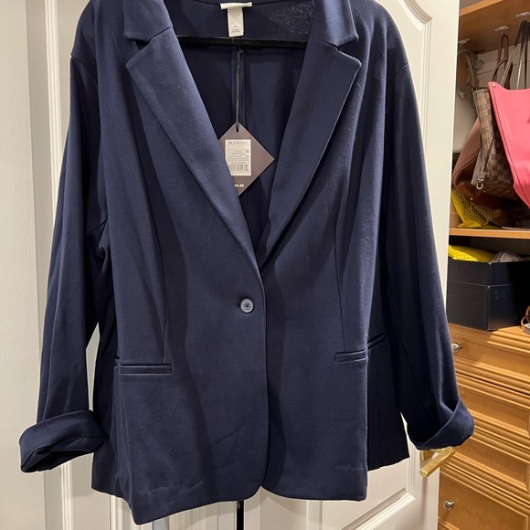 Navy Cotton Blazer - Picture 4 of 5